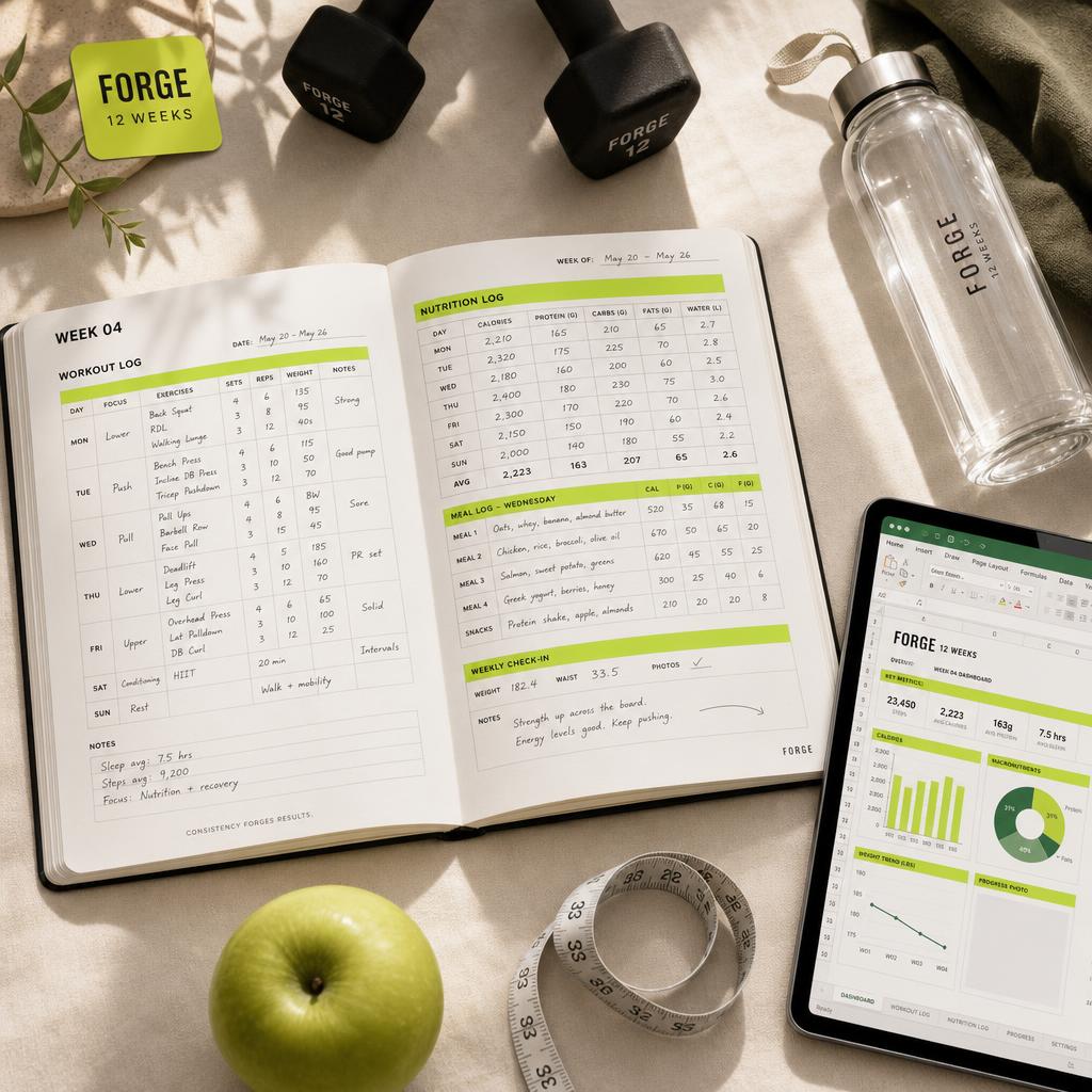 FORGE planner lifestyle flat-lay